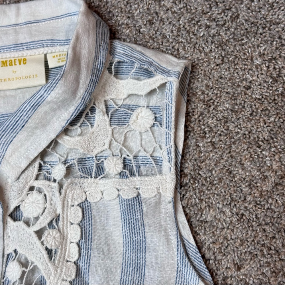 MAEVE ANTHROPOLOGIE Linen Button Down Tank - Picture 4 of 6